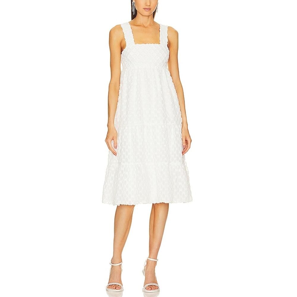 AMANDA UPRICHARD Textured Mitzi Midi Dress Size S White